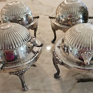 Elegant Vintage EP Brass Butter Dishes Set Of 4